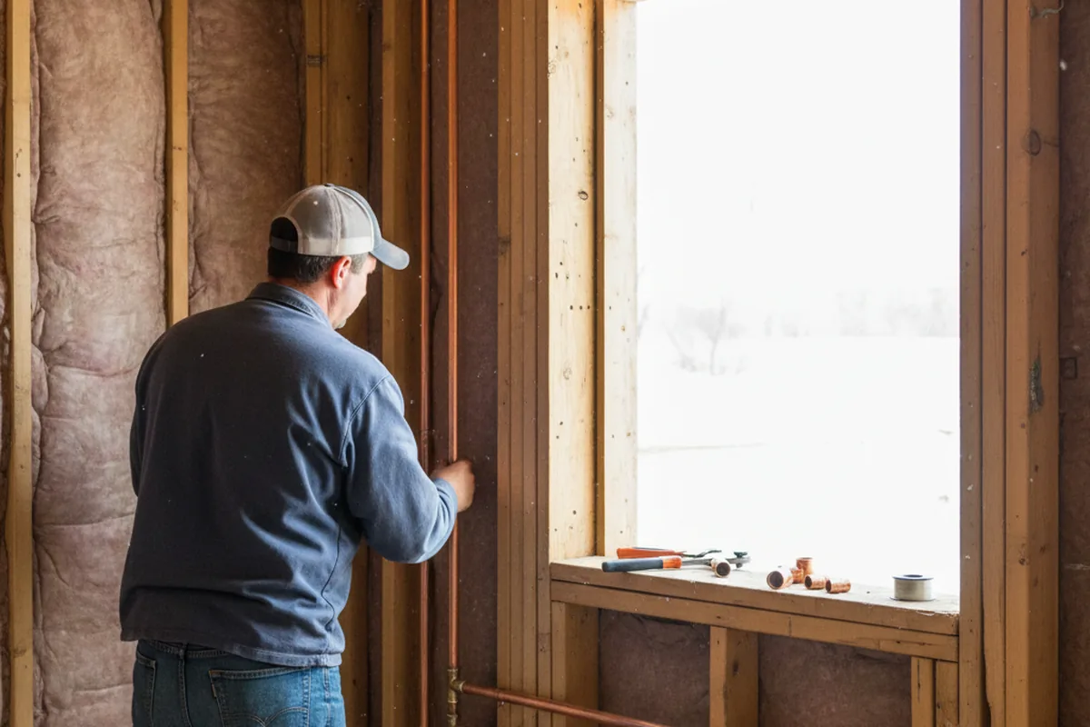 Licensed plumber running new copper supply lines in a Sauk Rapids home
