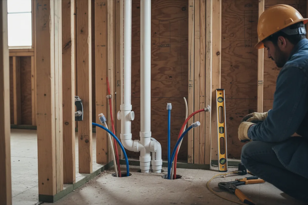 Drain and supply rough-in during Sump Pump Repair in Sauk Rapids