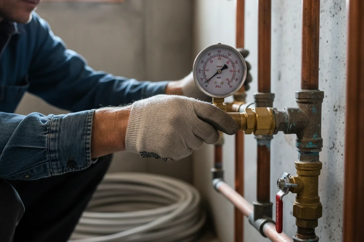 Pressure testing a repaired line during Water Line Repair in Sauk Rapids